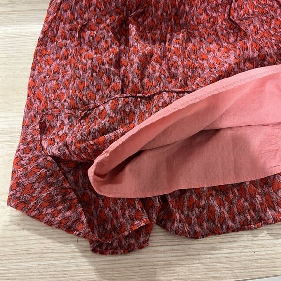 Joie Maxi Dress Size Small Tiered Lined Peasant Ikat Red Pink Tea Rose JE6001PR - Picture 7 of 9